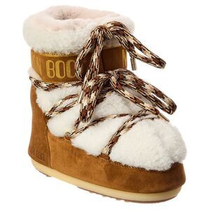 Moon Boot® Icon Low Suede & Shearling Boot, Brown